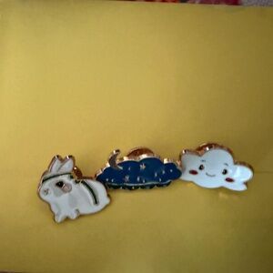 Cute Animal and Cloud Enamel Pins